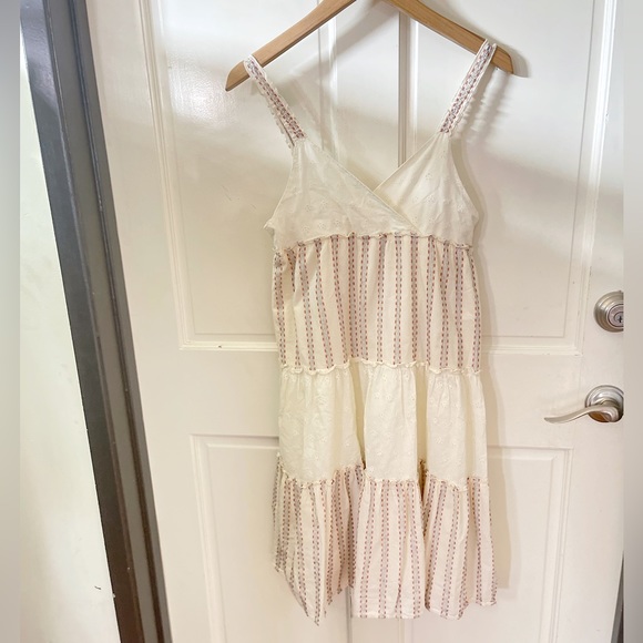 Zara Girls Tiered Frock Cotton Wide Spaghetti Straps V Neck Dress - Picture 3 of 12